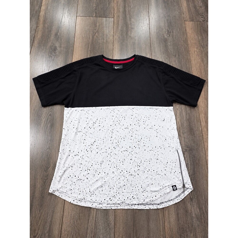 Makobi Mens 3X Black White Splatter Colorblock Side Zip Longline T Shirt